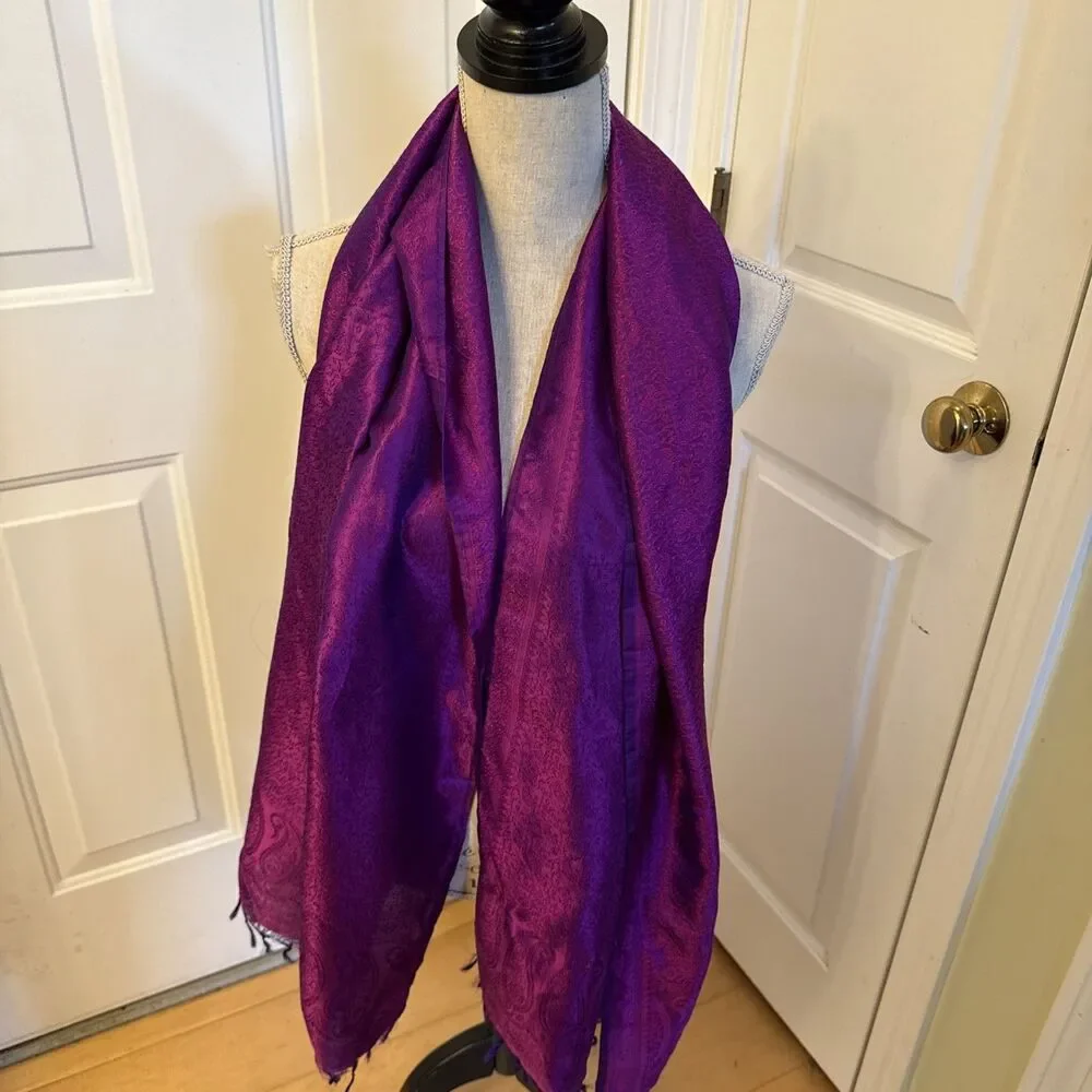 PURPLE LONG SCARF Unbranded Patterned Tassels
